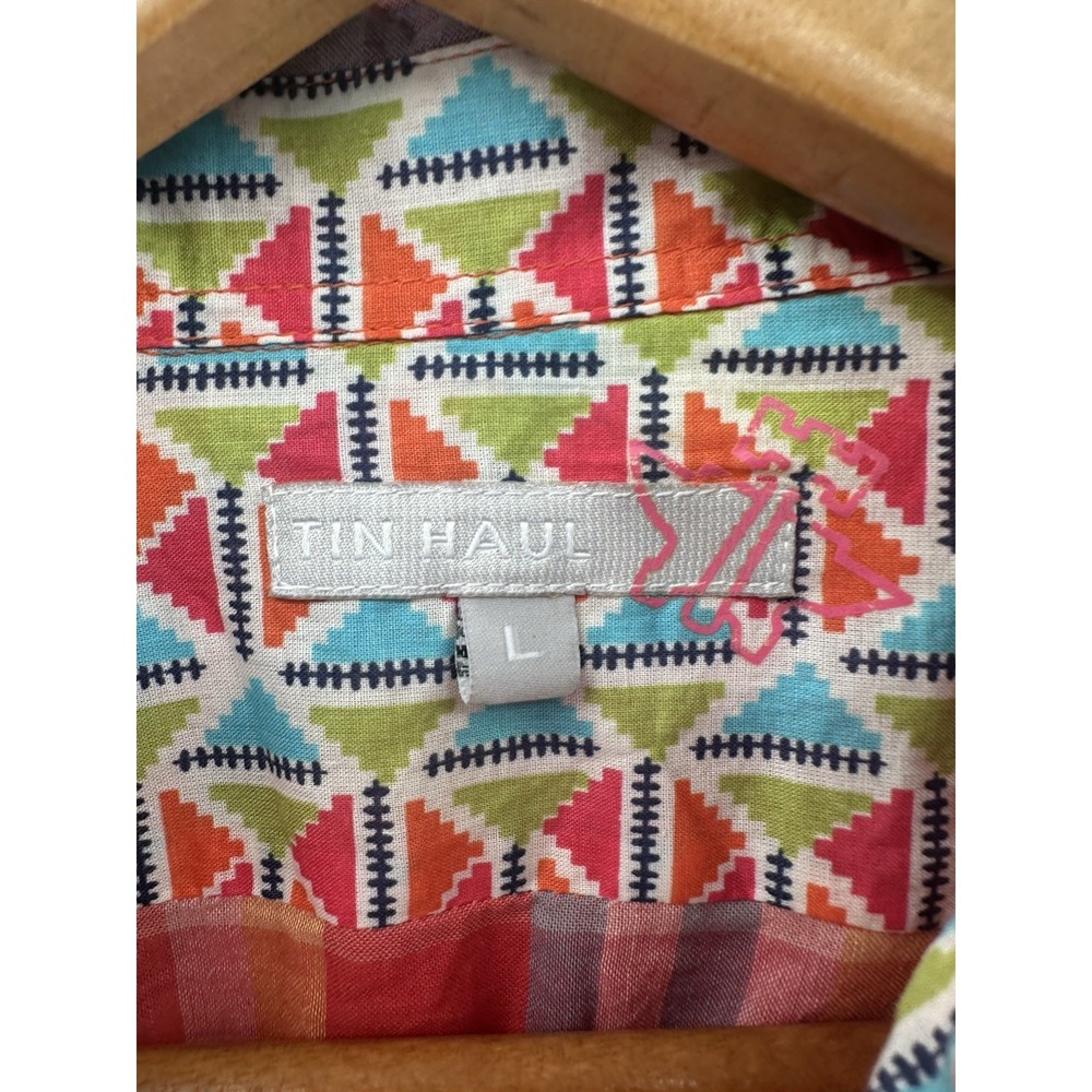 Tin Haul Western Plaid Snap Button Shirt Womens L Bright Neon Rodeo Cowgirl AA12 - Picture 9 of 12